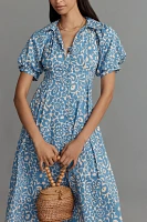 English Factory Short-Sleeve A-Line Midi Shirt Dress