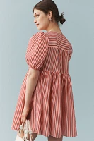 English Factory Puff-Sleeve Bow-Front Mini Dress