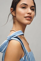 English Factory Tie-Strap Square-Neck Denim Mini Dress