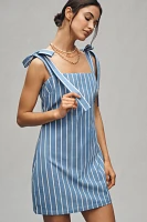 English Factory Tie-Strap Square-Neck Denim Mini Dress