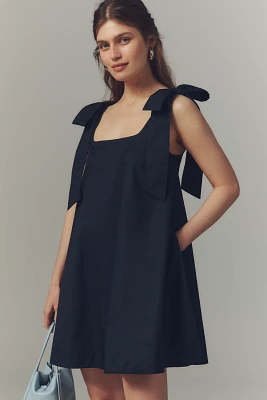 English Factory Bow-Strap Swing Mini Dress