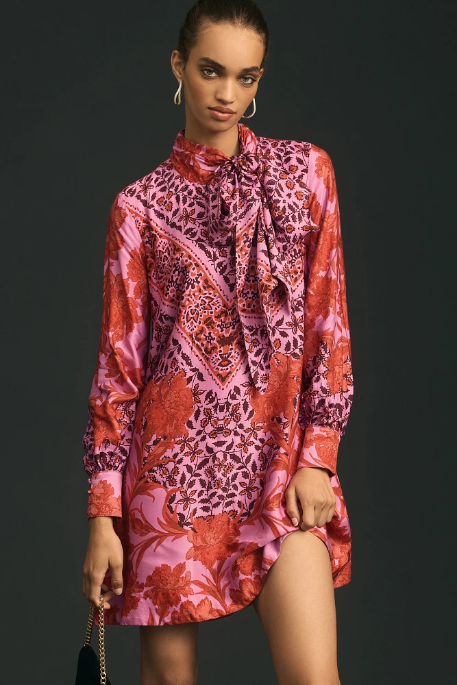 The Caroline Tie-Neck Mini Dress by Maeve
