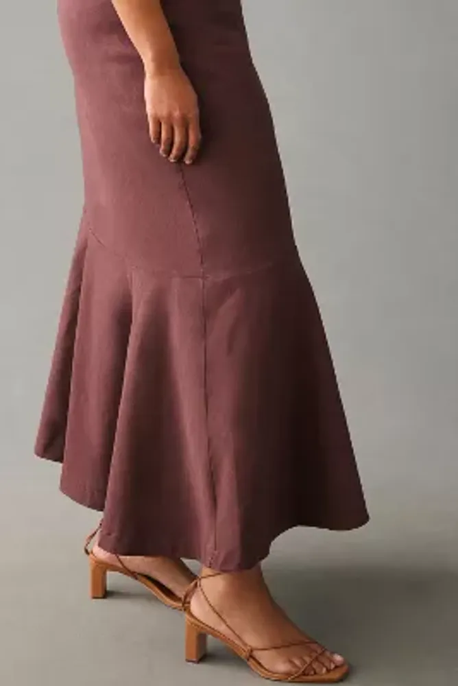 The Ariana Square-Neck Asymmetrical Ruffle-Hem Dress