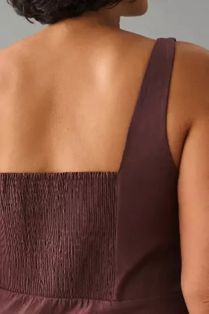 The Ariana Square-Neck Asymmetrical Ruffle-Hem Dress