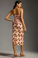 By Anthropologie Printed Strapless Slim Ruched Dress