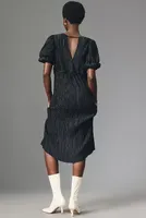 By Anthropologie V-Neck Pleated Slim Midi Dress