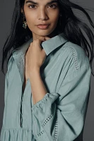 The Bettina Tiered Mini Shirt Dress by Maeve: Linen Edition