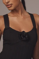 Avec Les Filles Halter Rosette Drop-Waist Bubble Mini Dress