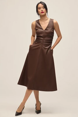 ASTR The Label Omaira Faux-Leather Midi Dress