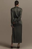 ASTR The Label Elizabello Satin Midi Shirt Dress