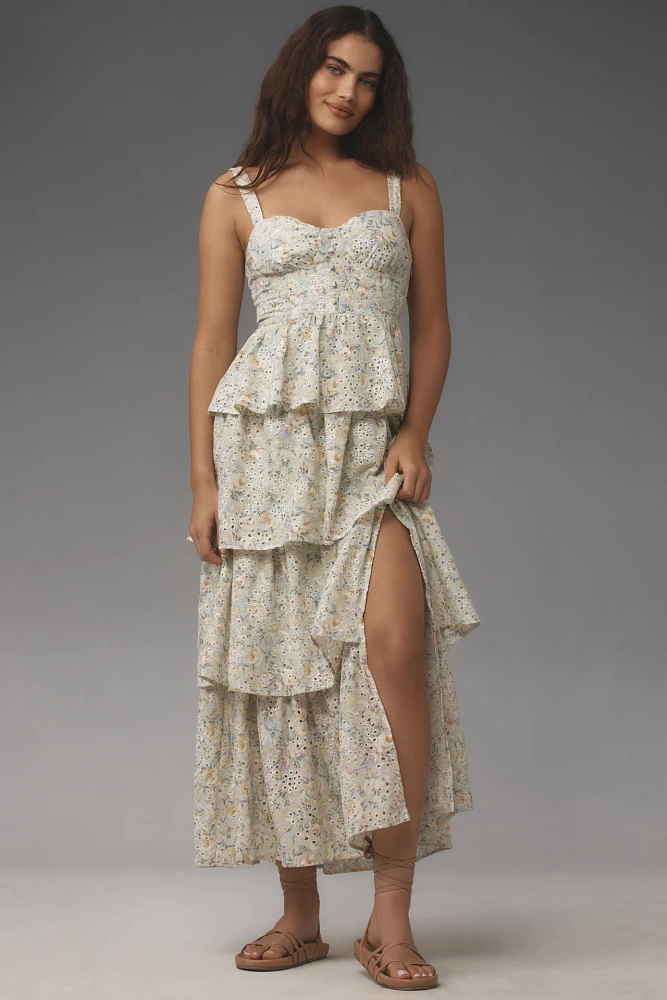 ASTR The Label Midsummer Sweetheart Tiered Midi Dress