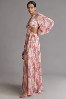 ASTR The Label Revery Long-Sleeve Cutout Maxi Dress