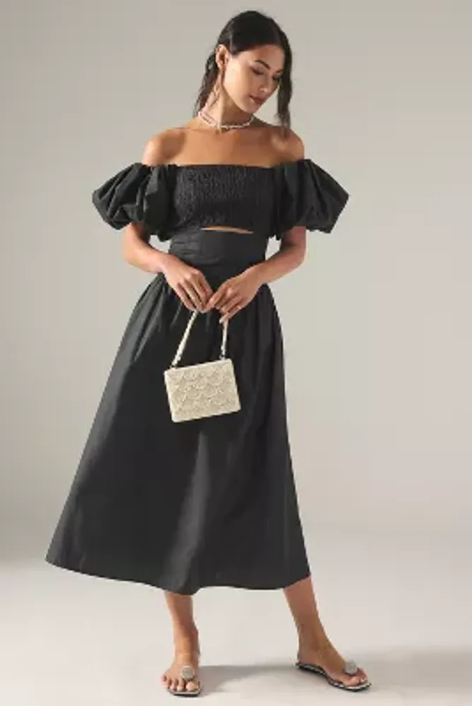 Moon River Off-The-Shoulder Cutout Maxi Dress