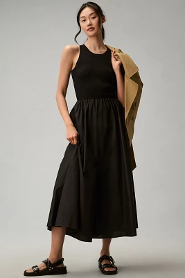 Moon River Crew-Neck Twofer Midi Dress