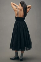 Moon River Sleeveless Tulle Twofer Midi Dress