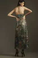 Verb by Pallavi Singhee Halter Cutout Sequin Midi Dress