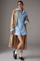 Self Contrast Mini Cutout Shirt Dress