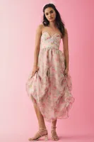 ML Monique Lhuillier Strapless Sweetheart Organza A-Line Dress