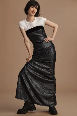 ML Monique Lhuillier Reese Strapless Sequin Maxi Dress