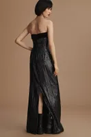 ML Monique Lhuillier Reese Strapless Sequin Maxi Dress