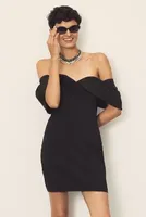 ML Monique Lhuillier Off-The-Shoulder Sweetheart Mini Dress