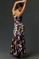 ML Monique Lhuillier Sleeveless Floral Maxi Dress