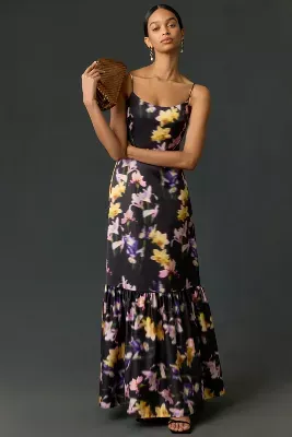 ML Monique Lhuillier Sleeveless Floral Maxi Dress