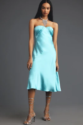 ML Monique Lhuillier Imara Satin Midi Dress