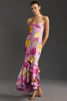 ML Monique Lhuillier Seraphine Satin Maxi Dress