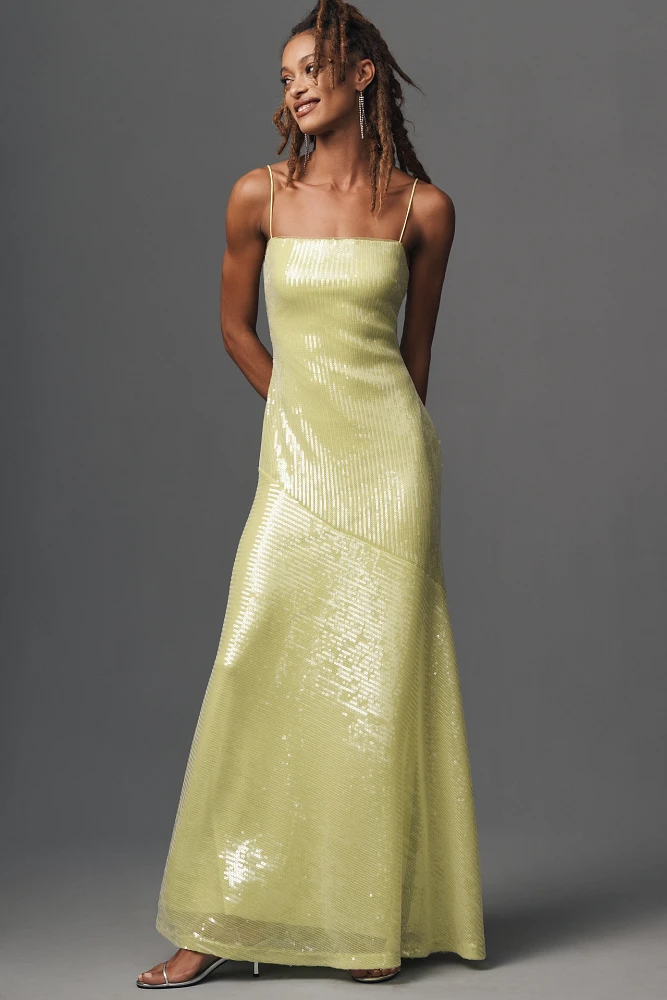 ML Monique Lhuillier Neomi Sequin Maxi Dress