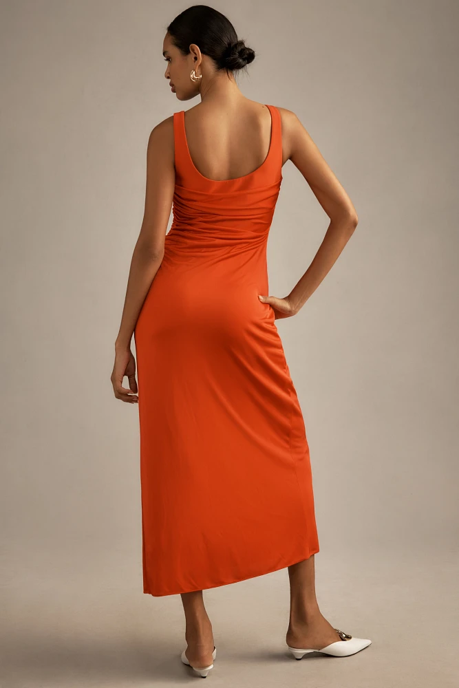 ML Monique Lhuillier Mae Sleeveless Gathered Jersey Maxi Dress