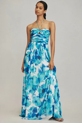 ML Monique Lhuillier Emilia Halter Maxi Dress