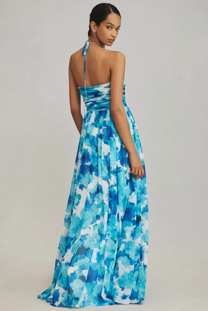 ML Monique Lhuillier Emilia Halter Maxi Dress