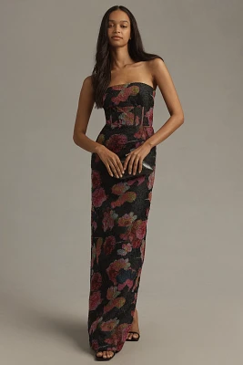 ML Monique Lhuillier Demi Strapless Maxi Dress