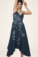 AMUR Dana Printed Denim Midi Dress