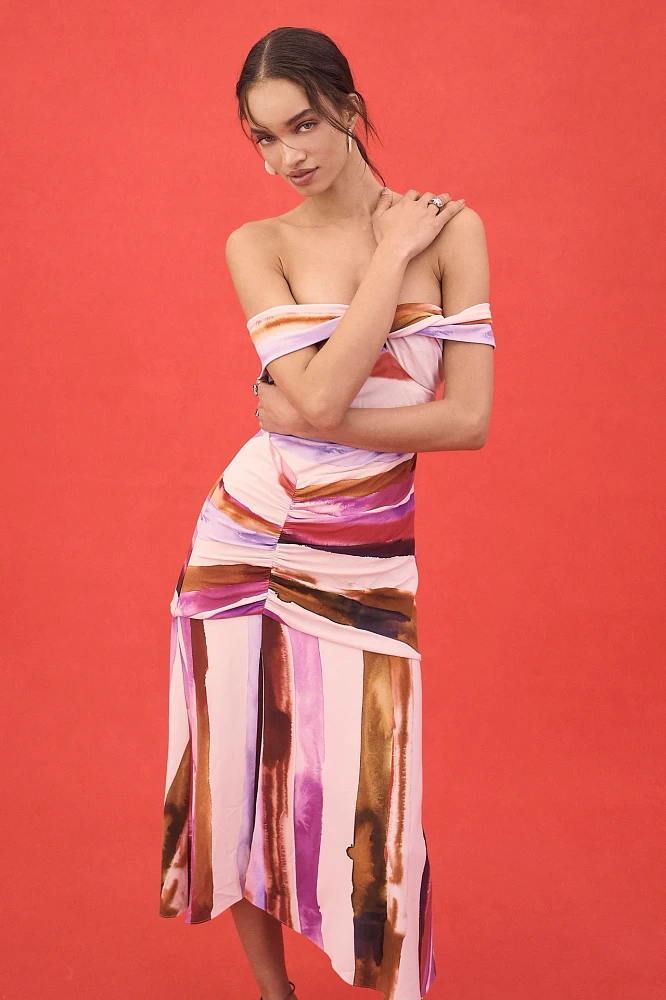 AMUR Casi Printed Jersey Maxi Dress