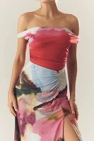 AMUR Ella Off-The-Shoulder Jersey Slip Midi Dress