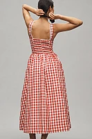 WAYF Linen Blend Drop-Waist Midi Dress