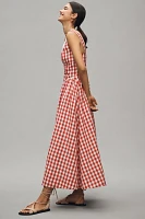 WAYF Linen Blend Drop-Waist Midi Dress