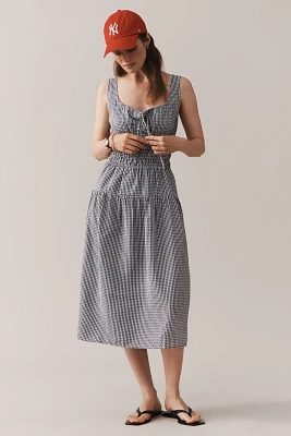 WAYF Sleeveless Smocked Drop-Waist Midi Dress