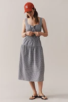 WAYF Sleeveless Smocked Drop-Waist Midi Dress