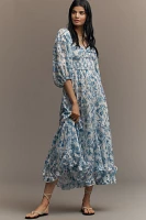Hutch Twist-Front Smocked Midi Dress