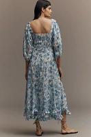 Hutch Twist-Front Smocked Midi Dress