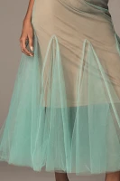 Hutch Two-Tone Sheer Sleeveless Ruffle-Hem Maxi Dress