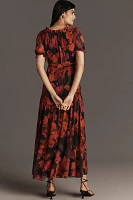 Hutch Bethany Puff-Sleeve V-Neck Wrap Maxi Dress