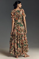 Hutch Bethany Puff-Sleeve V-Neck Wrap Maxi Dress