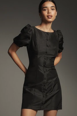 Hutch Puff-Sleeve Boat-Neck Mini Dress