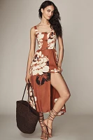 Hutch Linen Blend Sleeveless Square-Neck A-Line Midi Dress
