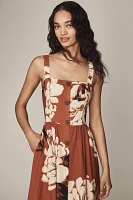 Hutch Linen Blend Sleeveless Square-Neck A-Line Midi Dress