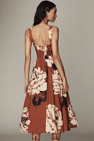 Hutch Linen Blend Sleeveless Square-Neck A-Line Midi Dress